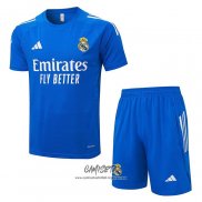 Chandal del Real Madrid 2025-2026 Manga Corta Azul Blanco - Pantalon Corto