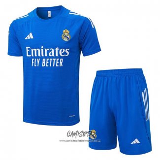Chandal del Real Madrid 2025-2026 Manga Corta Azul Blanco - Pantalon Corto