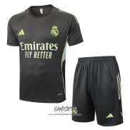 Chandal del Real Madrid 2025-2026 Manga Corta Gris Verde - Pantalon Corto