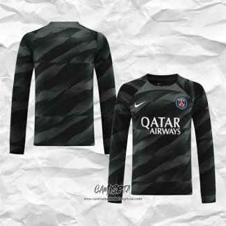 Camiseta Paris Saint-Germain Portero 2023-2024 Manga Larga Negro