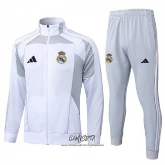 Chandal de Chaqueta del Real Madrid 2025-2026 Nino Blanco Gris