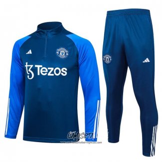 Chandal de Sudadera del Manchester United 2023-2024 Nino Azul