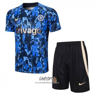 Chandal del Chelsea 2023-2024 Manga Corta Azul - Pantalon Corto