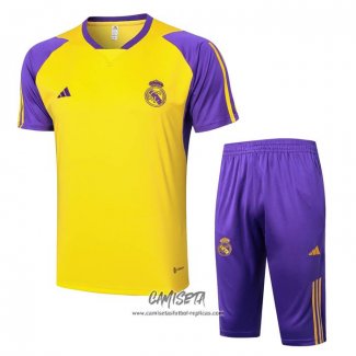 Chandal del Real Madrid 2024-2025 Manga Corta Amarillo - Pantalon Corto