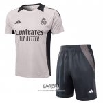 Chandal del Real Madrid 2024-2025 Manga Corta Rosa Claro - Pantalon Corto