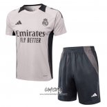 Chandal del Real Madrid 2024-2025 Manga Corta Rosa Claro - Pantalon Corto
