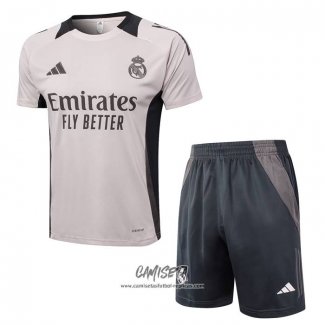 Chandal del Real Madrid 2024-2025 Manga Corta Rosa Claro - Pantalon Corto