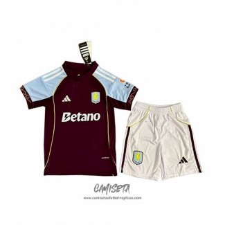 Primera Camiseta Aston Villa 2025-2026 Nino