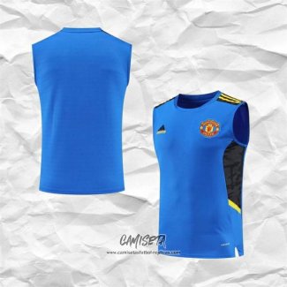 Camiseta de Entrenamiento Manchester United 2022-2023 Sin Mangas Azul