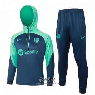 Chandal de Sudadera del Barcelona 2023-2024 Nino Azul y Verde