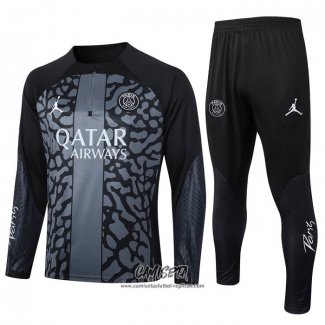 Chandal de Sudadera del Paris Saint-Germain 2023-2024 Nino Gris