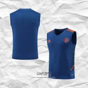 Camiseta de Entrenamiento Manchester United 2022-2023 Sin Mangas Azul Oscuro