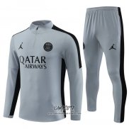 Chandal de Sudadera del Paris Saint-Germain Jordan 2023-2024 Nino Gris