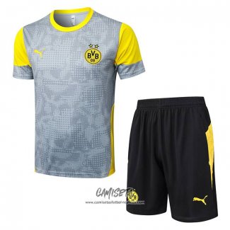 Chandal del Borussia Dortmund 2025-2026 Manga Corta Gris - Pantalon Corto