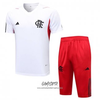Chandal del Flamengo 2023-2024 Manga Corta Blanco - Pantalon Corto
