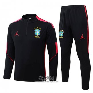 Chandal de Sudadera del Brasil 2026-2027 Nino Negro Rojo