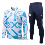 Chandal de Sudadera del Manchester City 2022-2023 Blanco y Azul