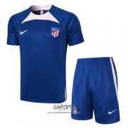 Chandal del Atletico Madrid 2023-2024 Manga Corta Azul - Pantalon Corto