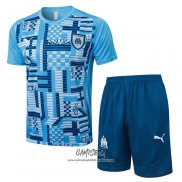 Chandal del Olympique Marsella 2024-2025 Manga Corta Azul - Pantalon Corto
