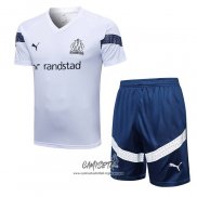 Chandal del Olympique Marsella 2022-2023 Manga Corta Blanco - Pantalon Corto