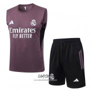 Chandal del Real Madrid 2025-2026 Sin Mangas Gris Purpura