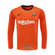 Camiseta Barcelona Portero 2020-2021 Manga Larga Naranja