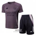 Chandal del Arsenal 2024-2025 Manga Corta Gris Purpura - Pantalon Corto
