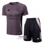 Chandal del Arsenal 2024-2025 Manga Corta Gris Purpura - Pantalon Corto