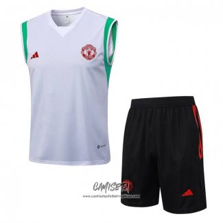 Chandal del Manchester United 2023-2024 Sin Mangas Blanco