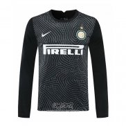 Camiseta Inter Milan Portero 2020-2021 Manga Larga Negro