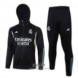 Chandal de Sudadera del Real Madrid 2023-2024 Nino Negro y Blanco