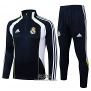 Chandal de Sudadera del Real Madrid 2025-2026 Nino Negro Blanco