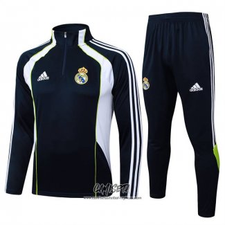 Chandal de Sudadera del Real Madrid 2025-2026 Nino Negro Blanco