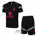Chandal del AC Milan 2022-2023 Manga Corta Negro - Pantalon Corto