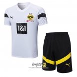 Chandal del Borussia Dortmund 2022-2023 Manga Corta Blanco - Pantalon Corto