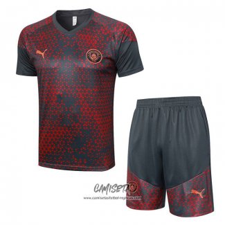 Chandal del Manchester City 2023-2024 Manga Corta Rojo - Pantalon Corto