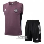 Chandal del Manchester United 2025-2026 Sin Mangas Rojo Purpura