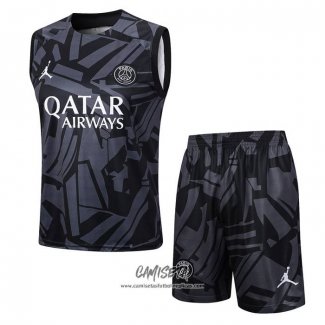 Chandal del Paris Saint-Germain Jordan 2023-2024 Sin Mangas Negro y Gris