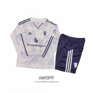 Segunda Camiseta Manchester United 2025-2026 Nino Manga Larga