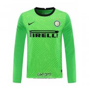Camiseta Inter Milan Portero 2020-2021 Manga Larga Verde