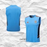Camiseta de Entrenamiento Manchester United 2022-2023 Sin Mangas Azul Claro
