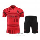 Chandal del AC Milan 2022-2023 Manga Corta Rojo - Pantalon Corto