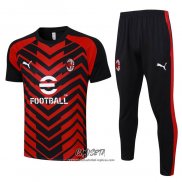 Chandal del AC Milan 2023-2024 Manga Corta Rojo y Negro