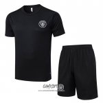 Chandal del Manchester City 2025-2026 Manga Corta Negro - Pantalon Corto