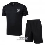 Chandal del Manchester City 2025-2026 Manga Corta Negro - Pantalon Corto