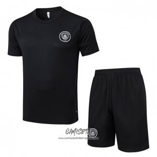 Chandal del Manchester City 2025-2026 Manga Corta Negro - Pantalon Corto