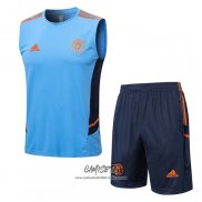 Chandal del Manchester United 2022-2023 Sin Mangas Azul Claro