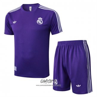 Chandal del Real Madrid 2025-2026 Manga Corta Purpura - Pantalon Corto