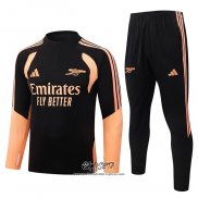 Chandal de Sudadera del Arsenal 2026-2027 Nino Negro Naranja