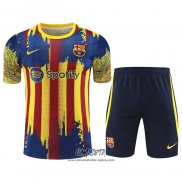 Chandal del Barcelona 2023-2024 Manga Corta Amarillo y Azul - Pantalon Corto